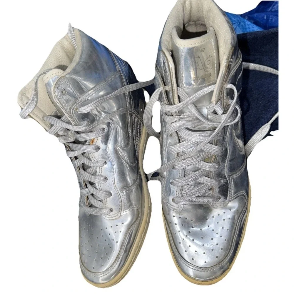 Nike‎ Dunks Sky Hi Hidden Wedge Heel Liquid Silver Womens size 7.5